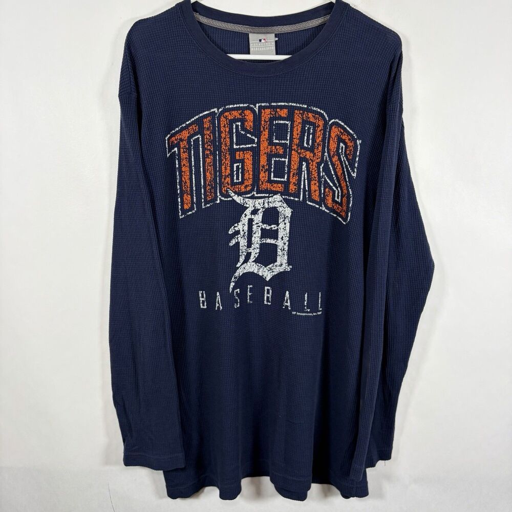 Detroit Tigers MLB Genuine Merchandise Long Sleeve Thermal T Shirt Mens XL Navy
